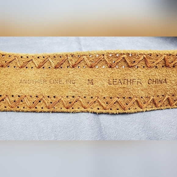 Another Line Genuine Leather Brown braid Boho western cowgirl Women belt Size M - Picture 6 of 9